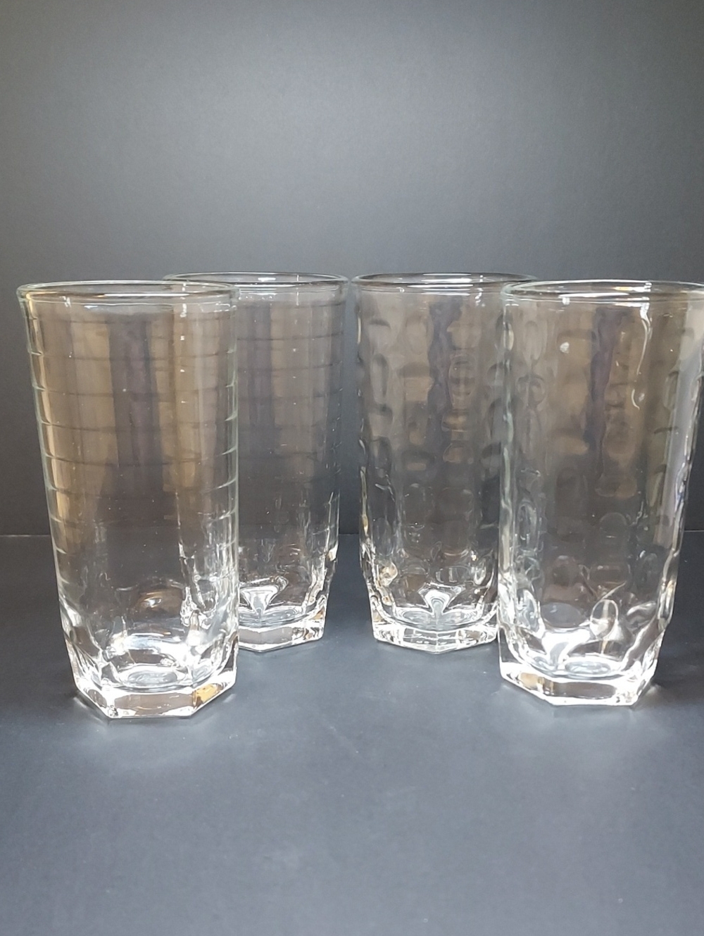 Vintage 1970s Crisa Libbey Ribbed / Bubbles Juice Glasses Set of 4
